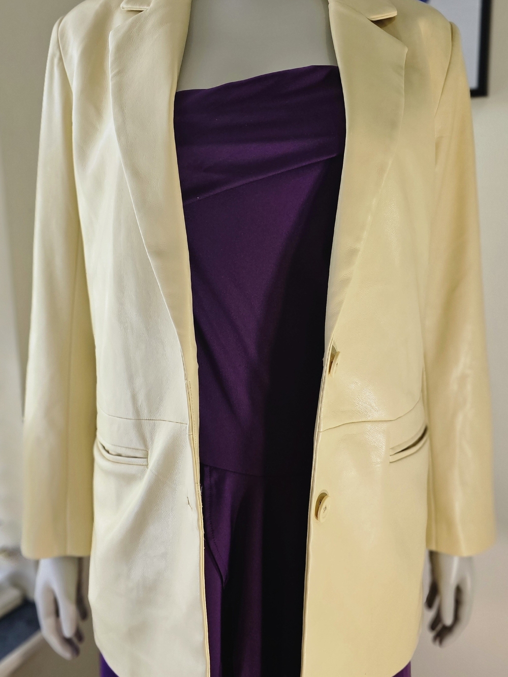 Abercrombie & Fitch Cream Vegan Leather Blazer — S — NWT